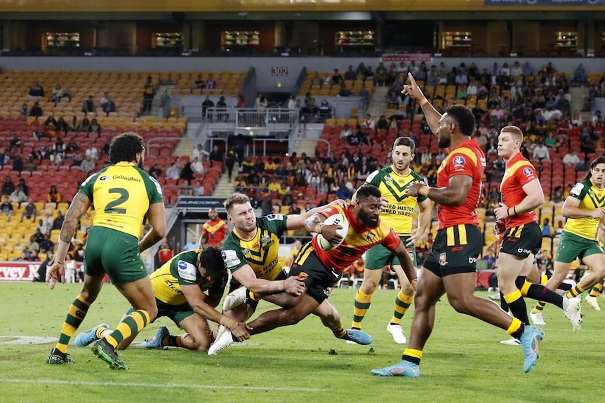 Rugby game between Australia and PNG.