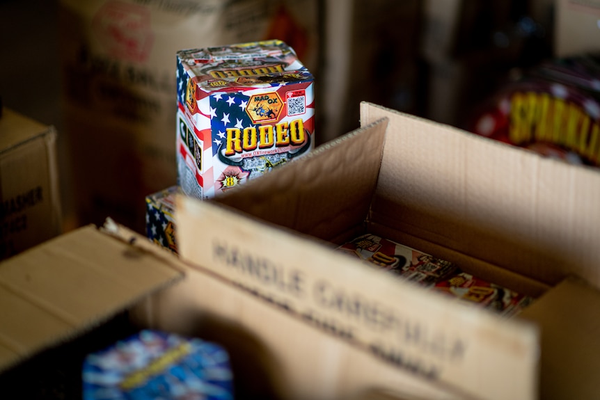 Boxes of firework supplies for Territory Day.