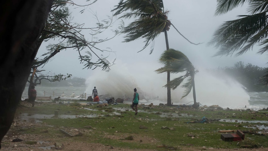 Tropical Cyclone Pam lashes Port Vila shore