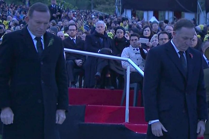 Tony Abbott and John Key after laying wreaths in Gallipoli