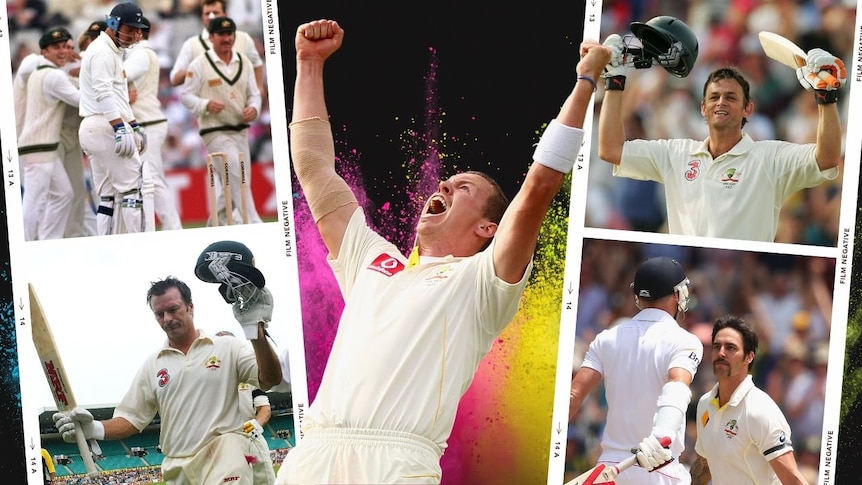 A compilation of images of cricketers celebrating