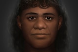 A digital image of a young Aboriginal woman with long dark hair 