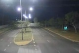 A CCTV still of a street in Central Australia before a meteor lit up the sky.