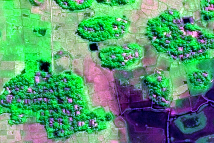 Satellite heatmap photo of Wa Peik village before a second arson attack.