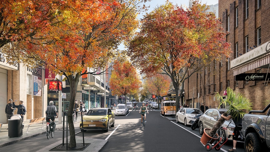 An artist's impression of what Sussex Street will look like after the plan.