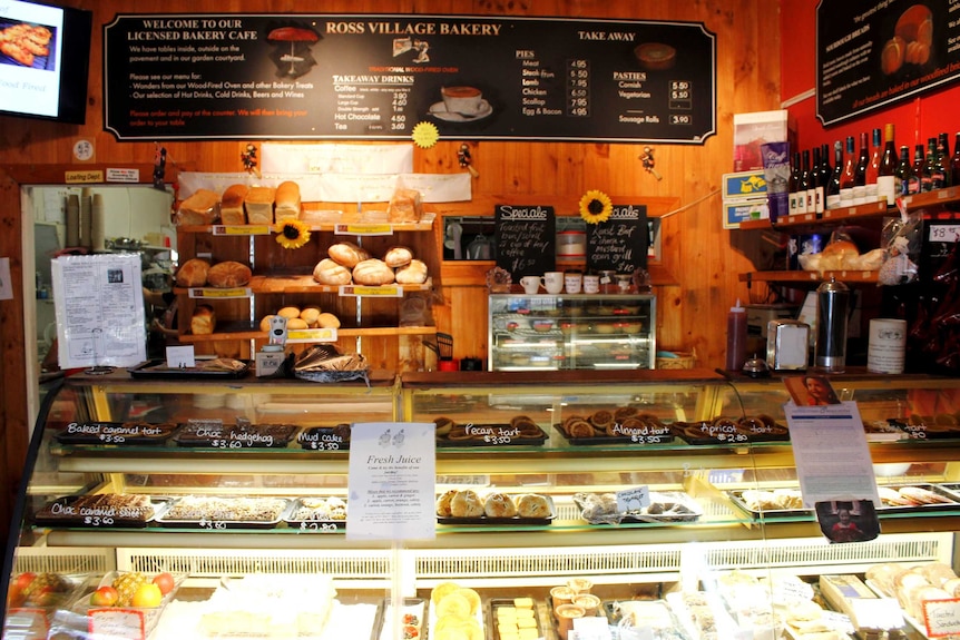 The front counter of the Ross bakery.