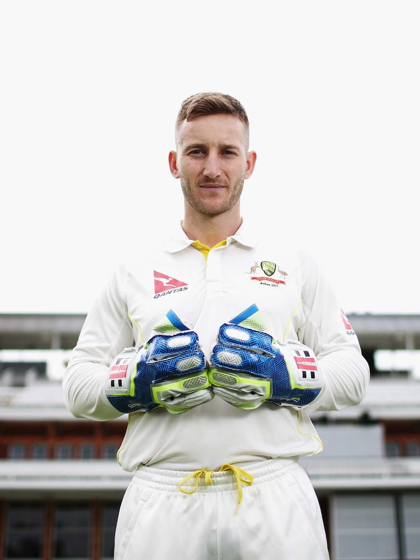 Australian wicketkeeper Peter Nevill poses at Lord's cricket ground