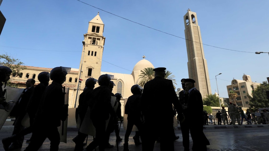 Police guard scene of Cairo cathedral blast