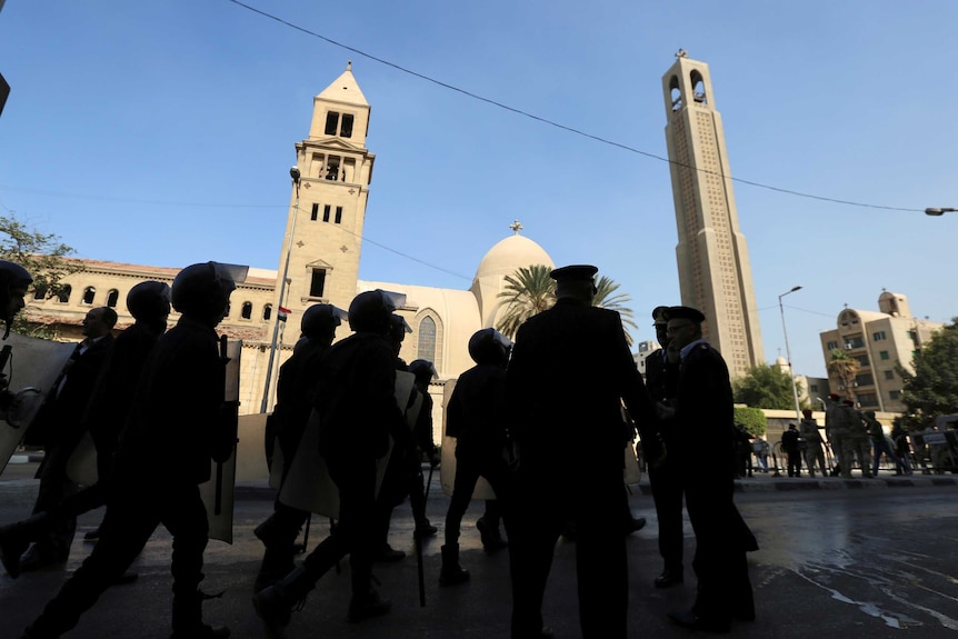 Police guard scene of Cairo cathedral blast