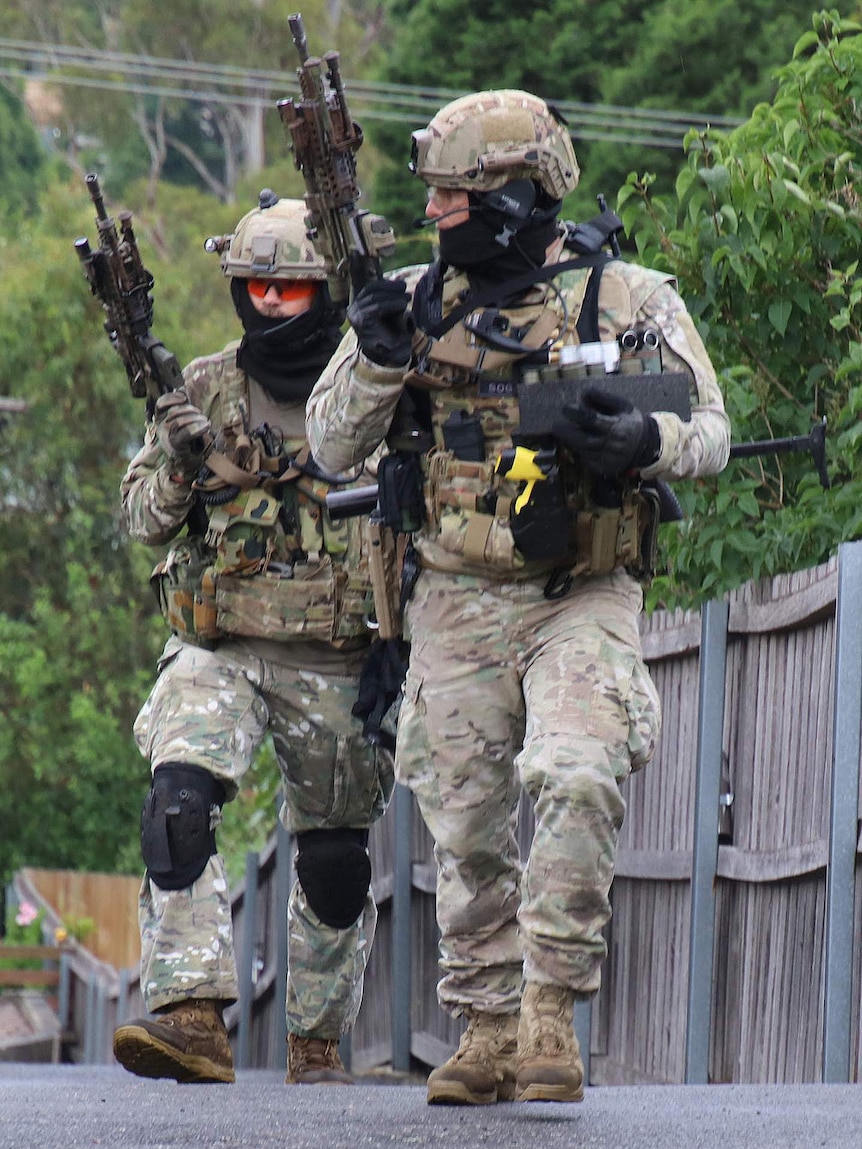 Special Operations Group police at Trevallyn siege.