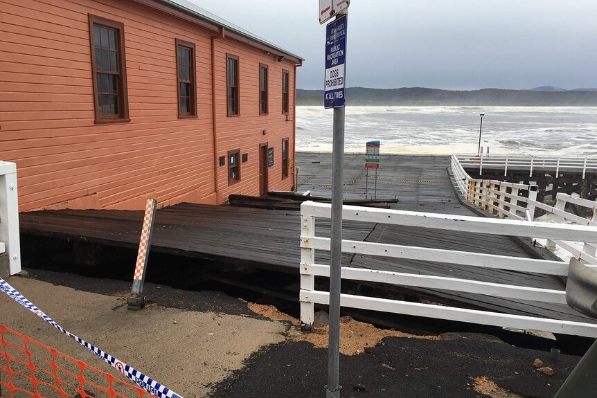 Massive waves damaged the Tathra wharf during an east coast low in June 2016