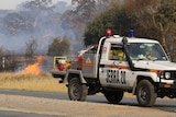Firefighters at a grassfire in Pialligo near the ACT and NSW border. January 22, 2020.