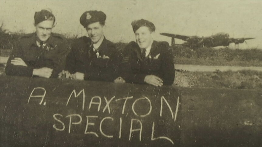 Murray (centre) and Eric (right) in flying days during WWII