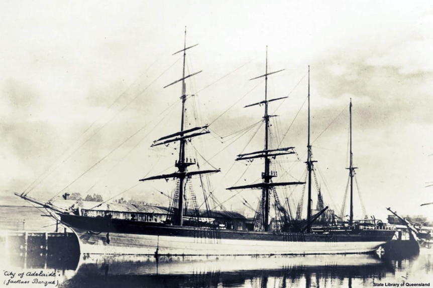 The Steam Ship City of Adelaide was reconfigured as a four-masted barque in 1890.