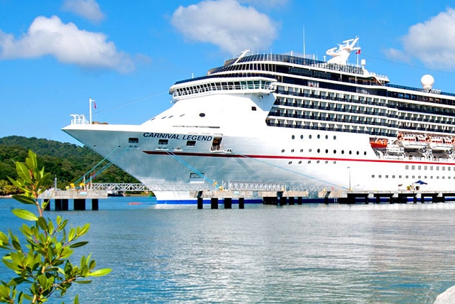 Cruise ship docked at a wharf