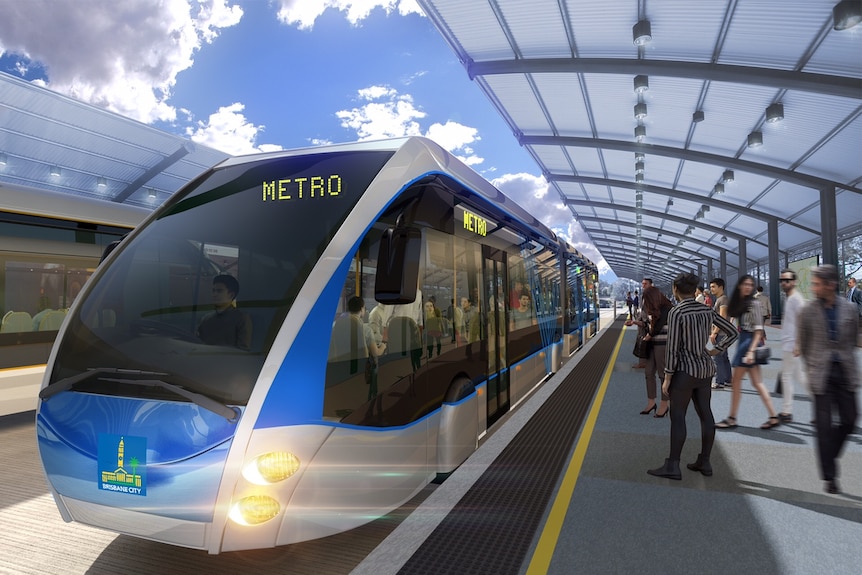An artist's impression of a metro vehicle, with two metro lines planned to run 21 kilometres across the city.