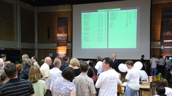 Hundreds of people have gathered in the ACT tally room to see the live results.