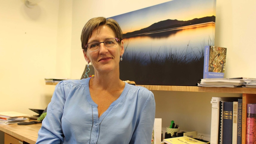 Greens leader Cassy O'Connor in her Hobart office