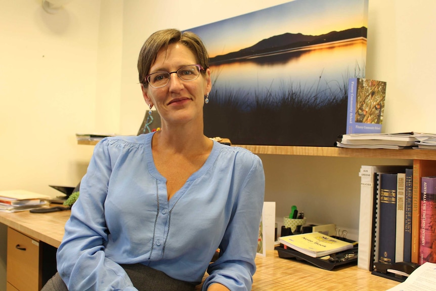 Greens leader Cassy O'Connor in her Hobart office