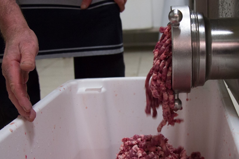 Sausage meat mincer.