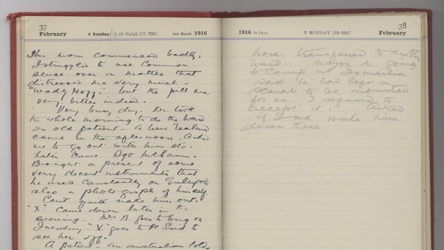 A diary entry by Sr Alice Ross King dated Sunday 6 February 1916.