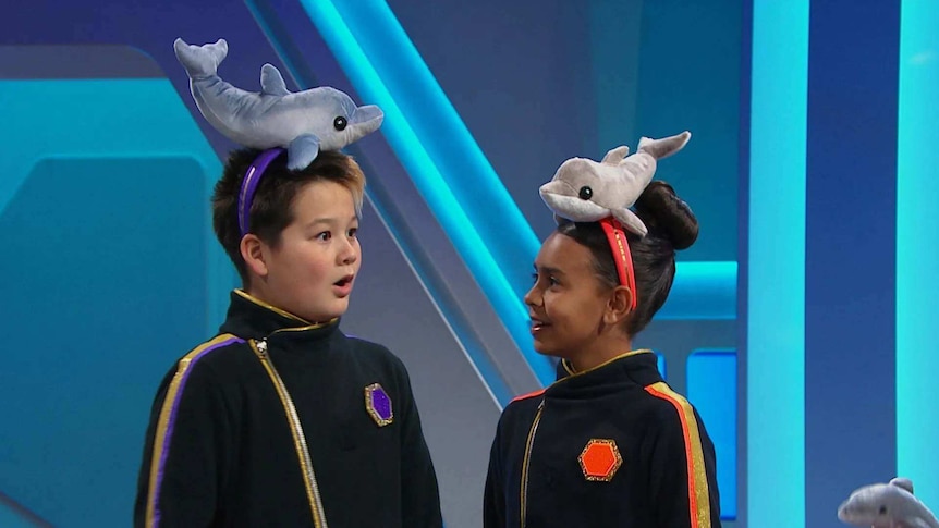 Wes and Willow with dolphin headdress