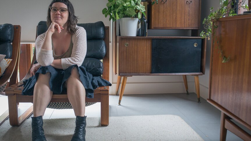 Sex worker and porn film maker Gala Vanting in her Melbourne living room.
