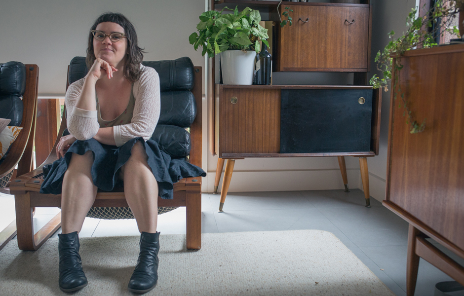 Sex worker and porn film maker Gala Vanting in her Melbourne living room.