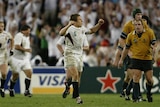 England's Jonny Wilkinson celebrates his field goal in 2003 Rugby World Cup final against Australia.