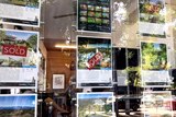The window of a Bellingen real estate agent showing sold signs.