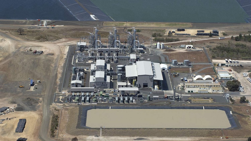 Aerial view of Queensland Gas Company's Kenya Water Treatment Plant at Chinchilla on October 23, 2013.