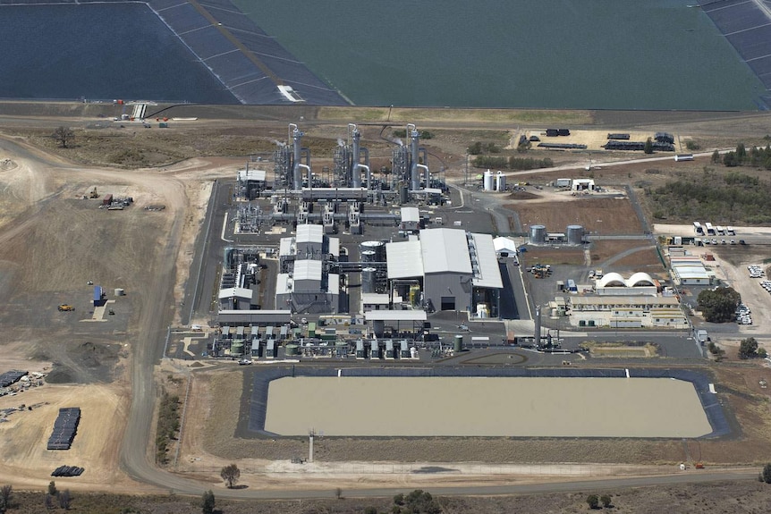 Aerial view of Queensland Gas Company's Kenya Water Treatment Plant at Chinchilla on October 23, 2013.