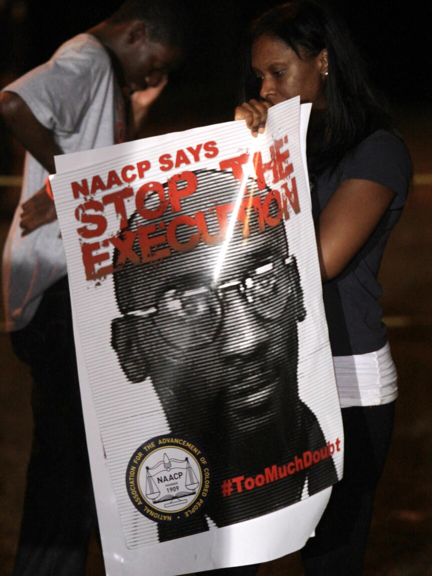 Protesters outside the US Supreme Court ahead of the execution of Troy Davis on September 21, 2011.