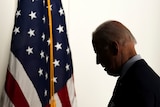 Joe Biden with an American flag