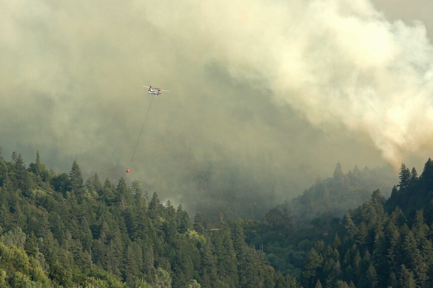 Helicopters fighting the Mendicino fire.