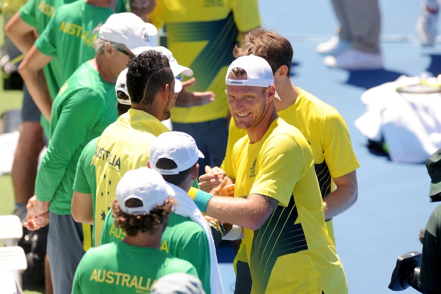 Sam Groth all smiles after Davis Cup doubles win over Czechs