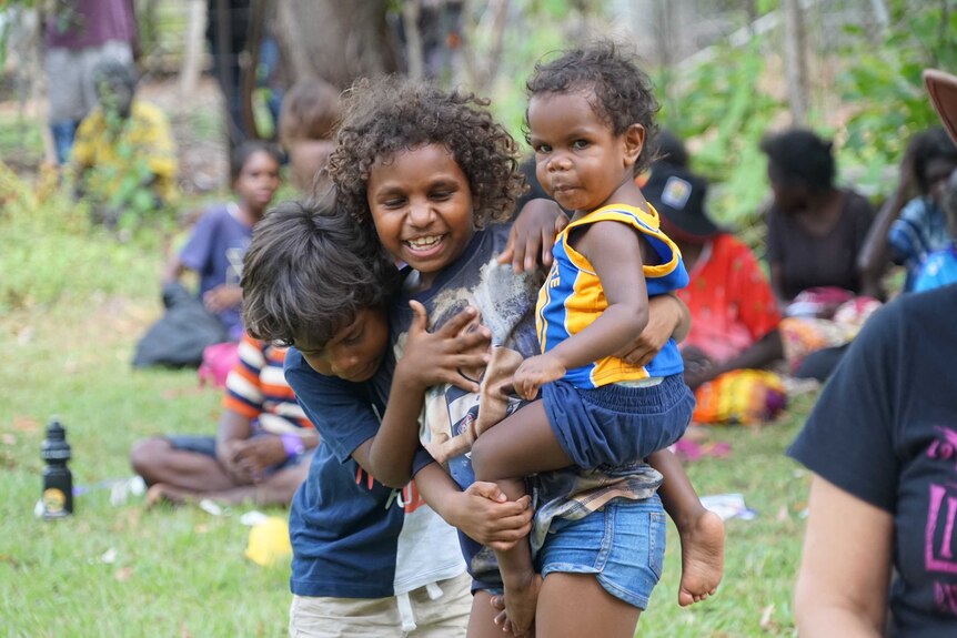 Indigenous children celebrate a land claim in the Nitmiluk National Park.