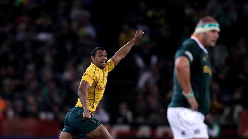 Villain to hero...Beale atoned for two costly errors by kicking the Wallabies to victory in the last minute.