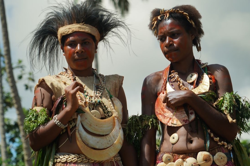 Traditionally dressed girls from the Kikori region