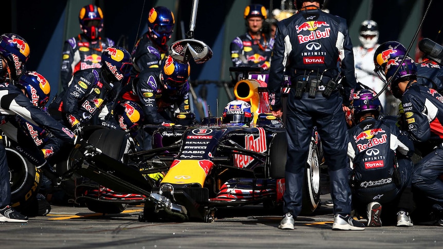 Ricciardo leaves the pits at Albert Park