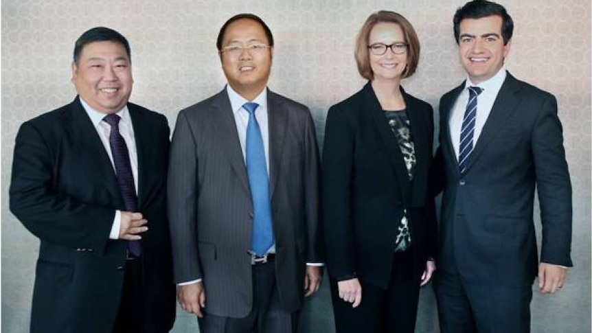Huang Xiangmo (second from left) with Ernest Wong, former prime minster Julia Gillard and Sam Dastyari.