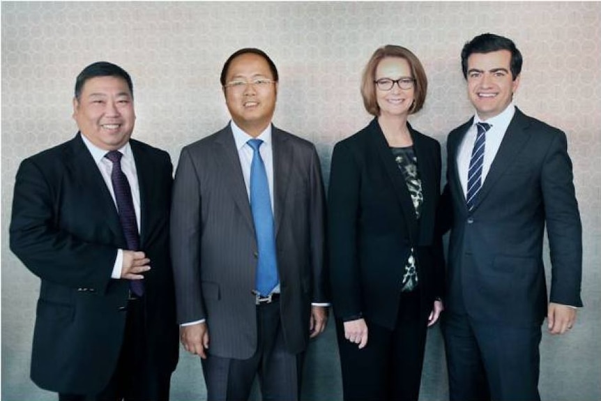 Huang Xiangmo (second from left) with Ernest Wong, former prime minister Julia Gillard and Sam Dastyari.
