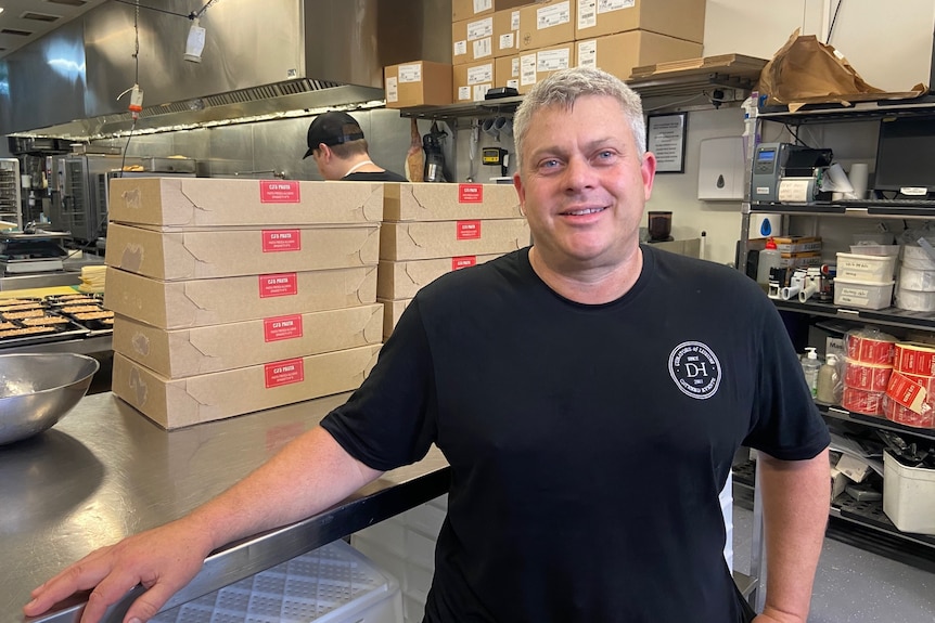 Caterer Jerome Dalton in his industrial kitchen