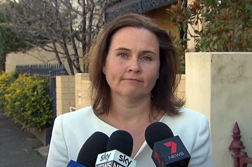 Jane Garrett speaks to the media.