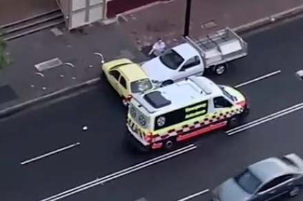 A ute and a car