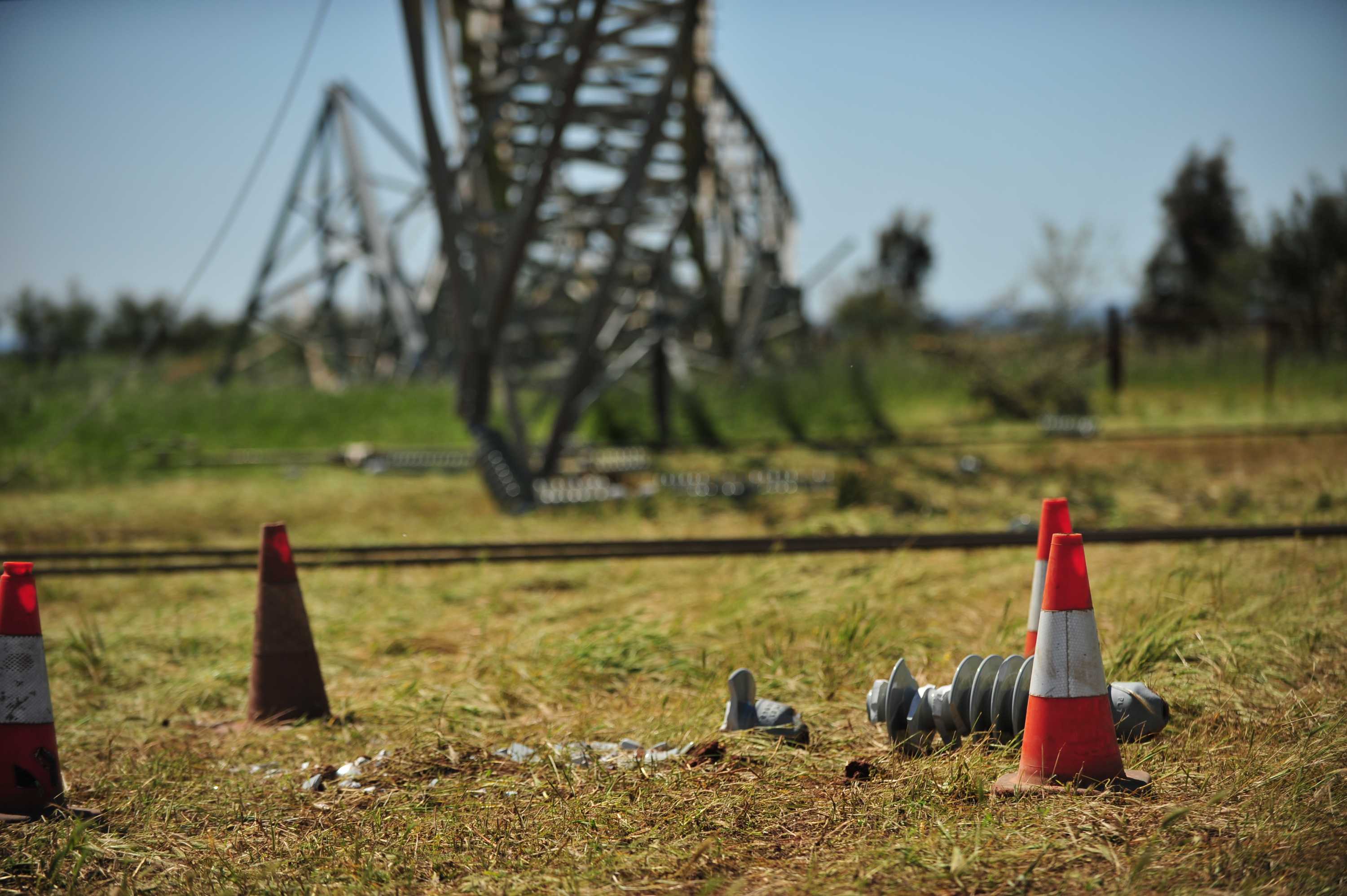 Damaged power transmission towers near Melrose in South Australia.