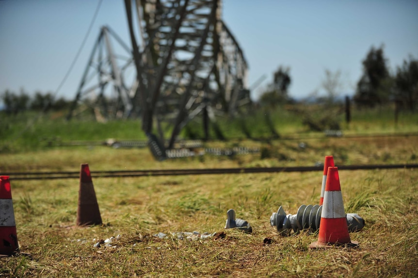 Damaged power transmission towers near Melrose in South Australia.
