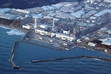 An aerial view shows the Fukushima Daiichi nuclear power plant 