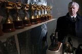 Bart Cummings with some of his Melbourne Cup trophies