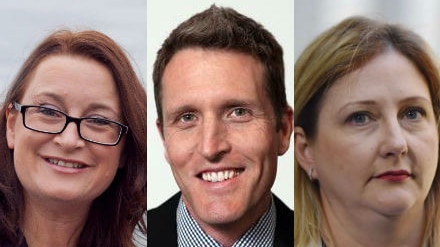 A composite image shows Justine Keay, Josh Wilson and Rebekha Sharkie